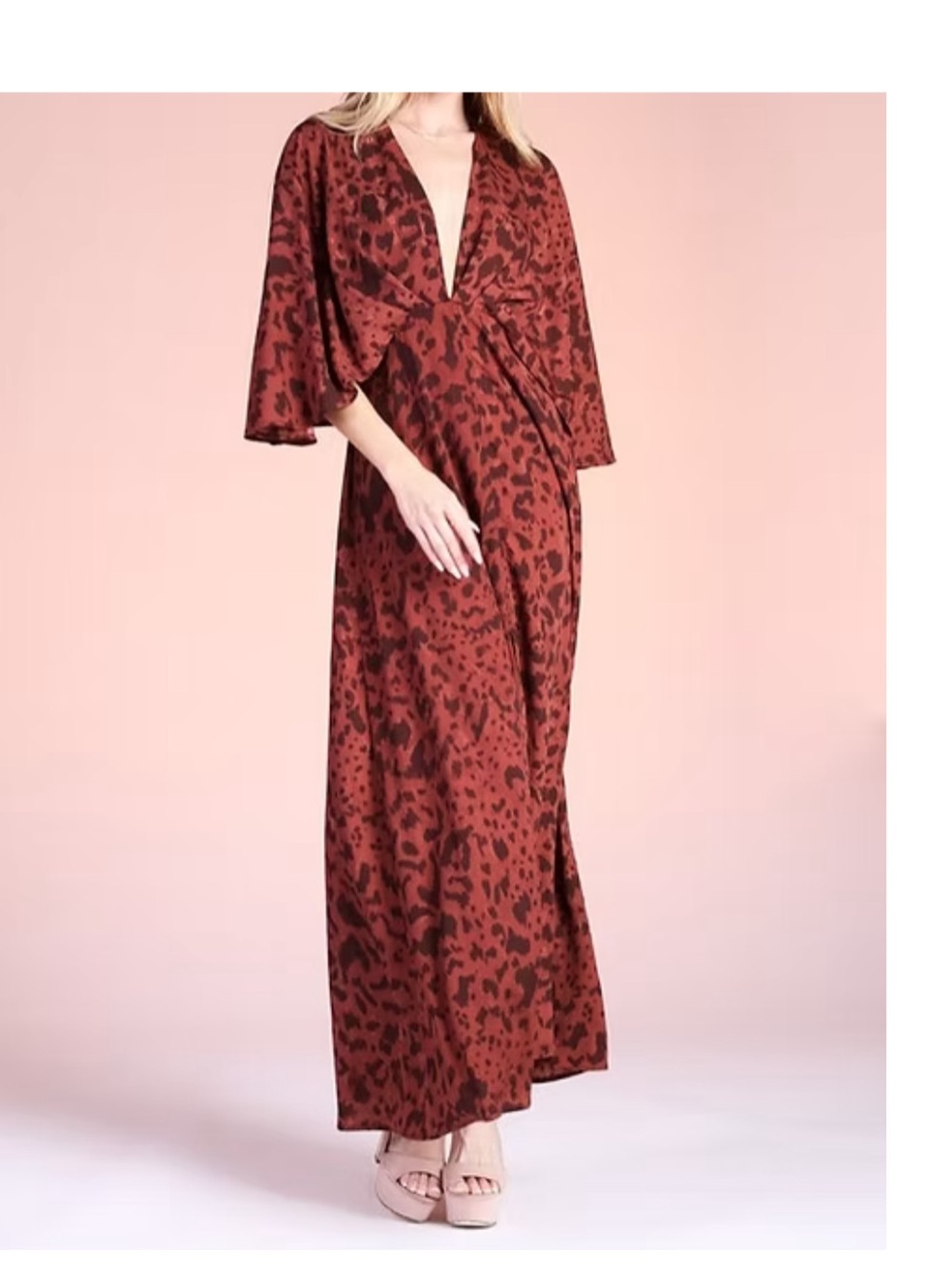 Tyche Brown Leopard-Print Tie-Front Maxi Dress